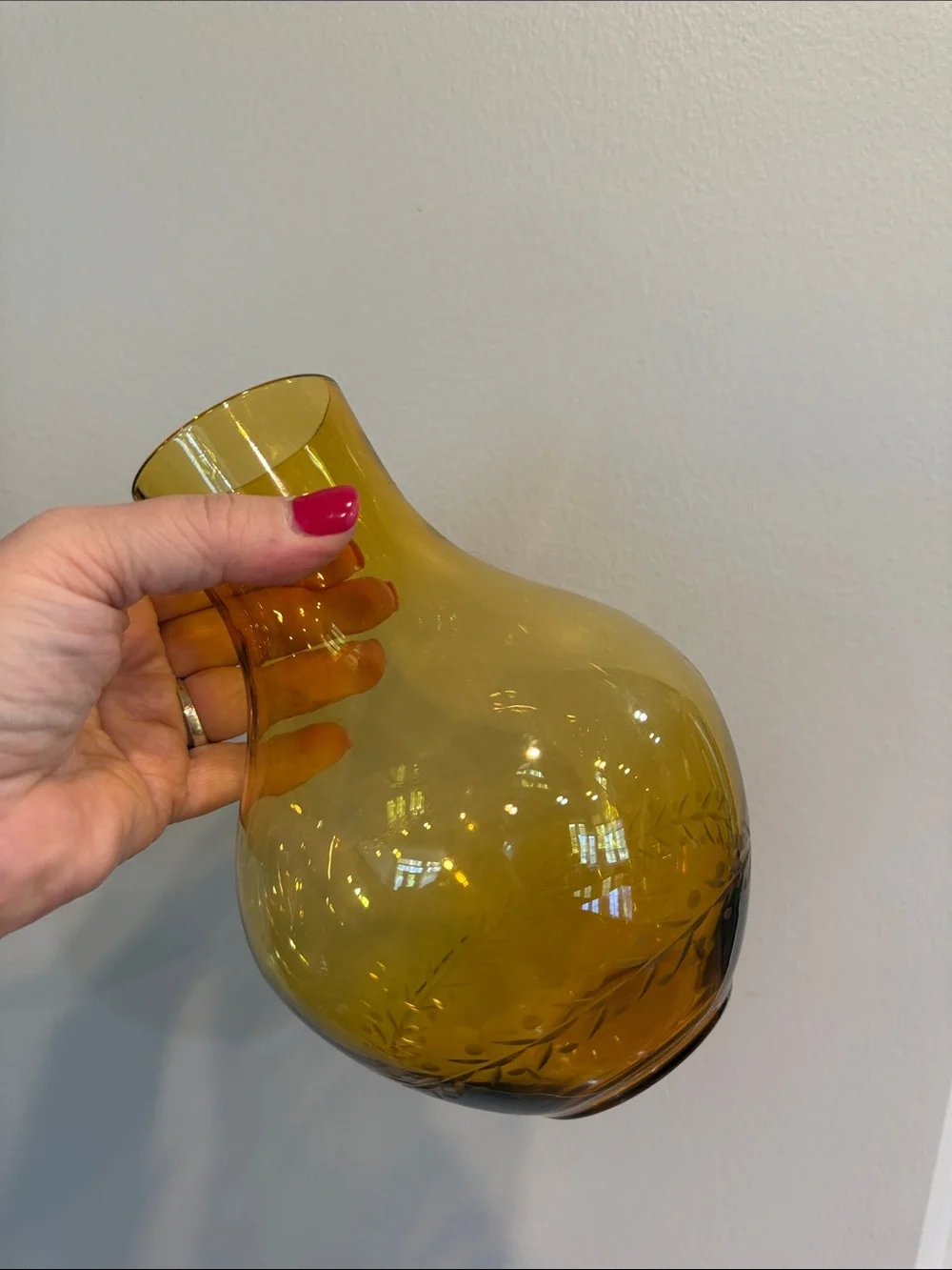 Amber Glass Decorative Carafe with Matching Glass  - Bedside or Barware